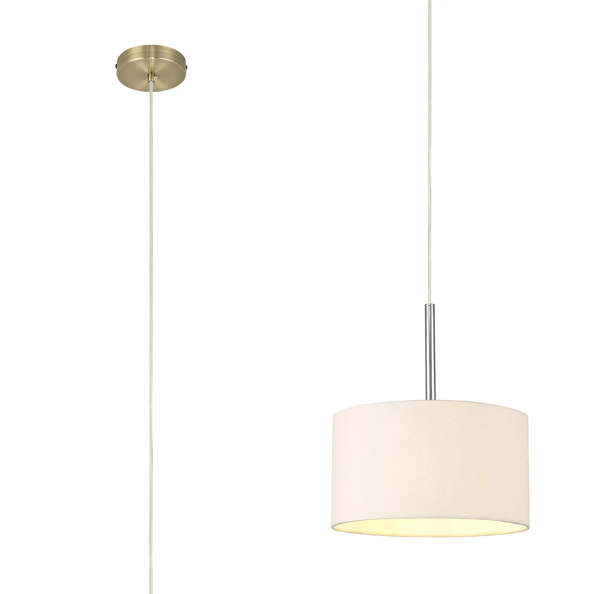 Baymont 30cm Pendant 1 Light Antique Brass, Nude Beige/Moonlight